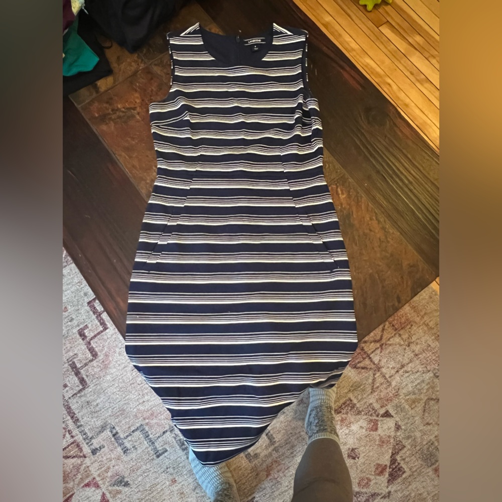 Lands End Blue White Dress
